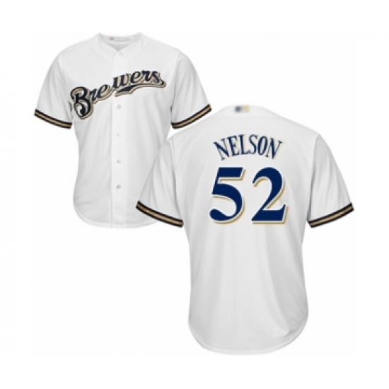 Youth Milwaukee Brewers #52 Jimmy Nelson Authentic White Home Cool Base Baseball Player Jersey - Ujersey