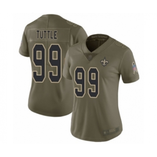 Women's New Orleans Saints #99 Shy Tuttle Limited Olive 2017 Salute to Service Football Jersey - Ujersey