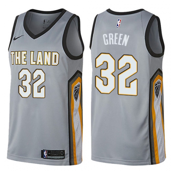 Men's Nike Cleveland Cavaliers #32 Jeff Green Swingman Gray NBA Jersey - City Edition - Ujersey