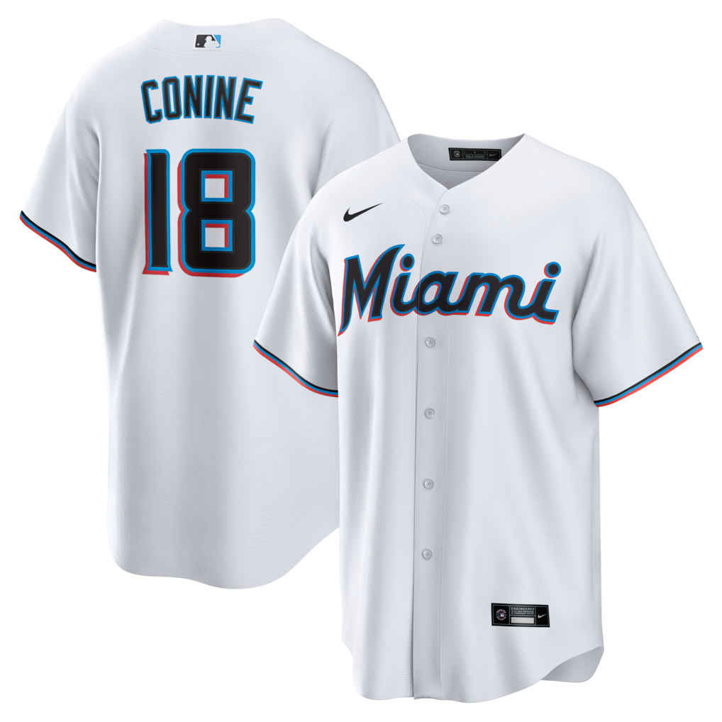 Men's Miami Marlins Griffin Conine Nike White Home Replica Jersey - Ujersey