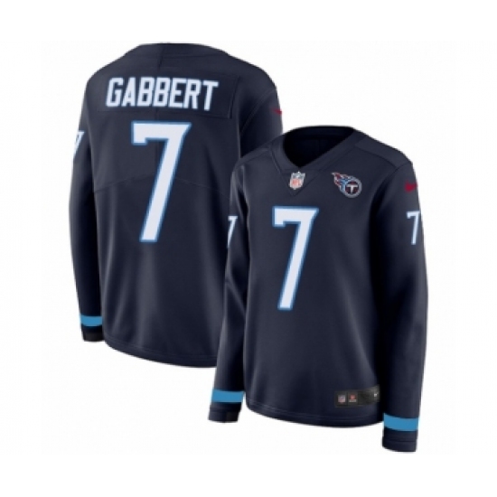 Women's Nike Tennessee Titans #7 Blaine Gabbert Limited Navy Blue Therma Long Sleeve NFL Jersey - Ujersey