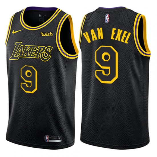 Youth Nike Los Angeles Lakers #9 Nick Van Exel Swingman Black NBA Jersey - City Edition - Ujersey