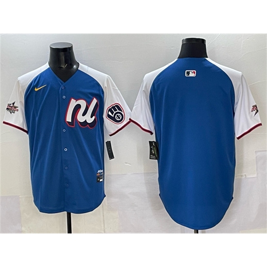 Men's National League Milwaukee Brewers Blank Blue Alternate 2025 All-Star Edition Limited Stitched Baseball Jersey - Ujersey