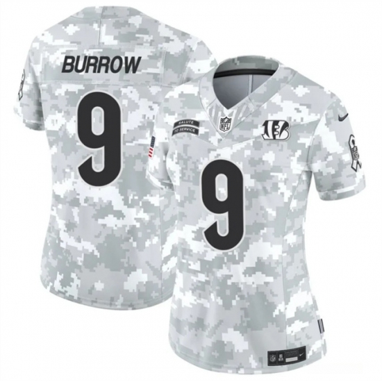 Women's Cincinnati Bengals #9 Joe Burrow 2024 F.U.S.E Arctic Camo Salute To Service Limited Stitched Football Jersey(Run Small) - Ujersey