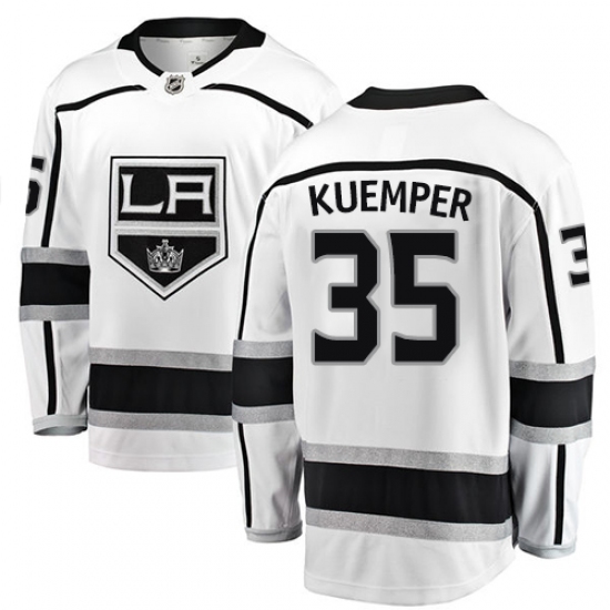 Men's Los Angeles Kings #35 Darcy Kuemper Authentic White Away Fanatics Branded Breakaway NHL Jersey - Ujersey