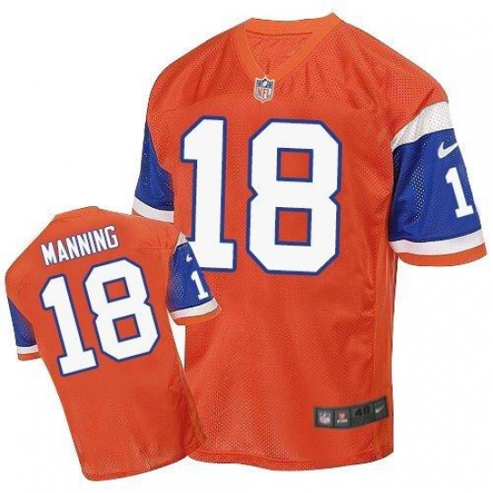 Men's Nike Denver Broncos #18 Peyton Manning Elite Orange Throwback NFL Jersey - Ujersey
