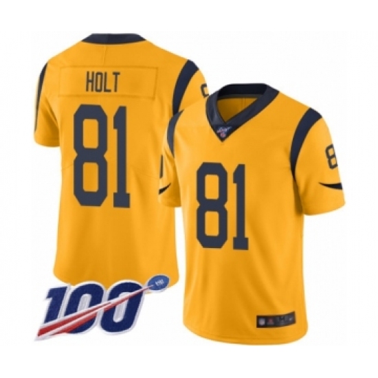 Men's Los Angeles Rams #81 Torry Holt Limited Gold Rush Vapor Untouchable 100th Season Football Jersey - Ujersey