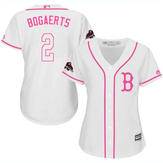 Women's Majestic Boston Red Sox #2 Xander Bogaerts Authentic White Fashion 2018 World Series Champions MLB Jersey - Ujersey