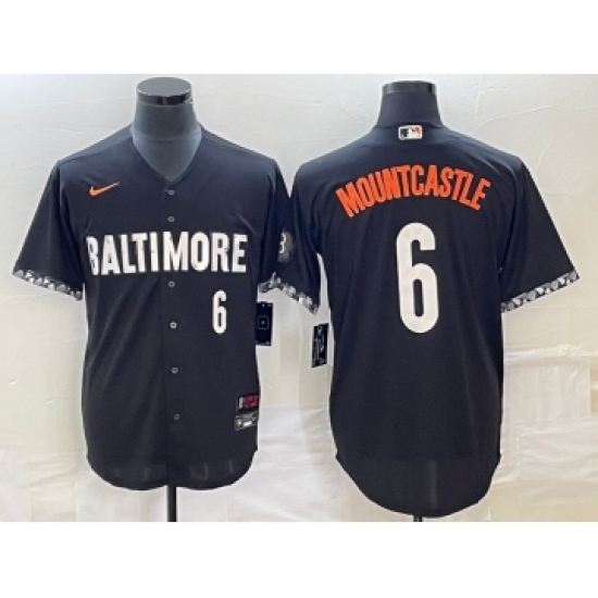 Men's Baltimore Orioles #6 Ryan Mountcastle Number Black 2023 City Connect Cool Base Stitched Jersey 2 - Ujersey