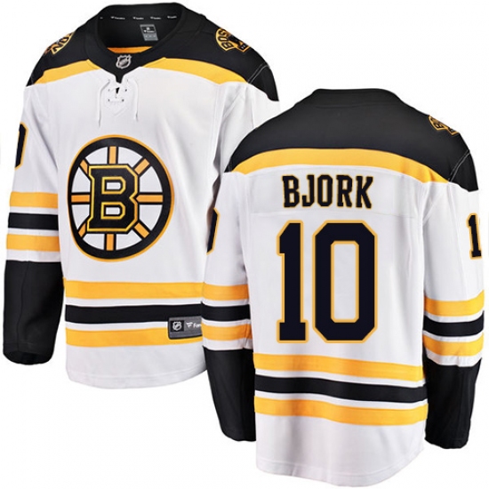 Youth Boston Bruins #10 Anders Bjork Authentic White Away Fanatics Branded Breakaway NHL Jersey - Ujersey