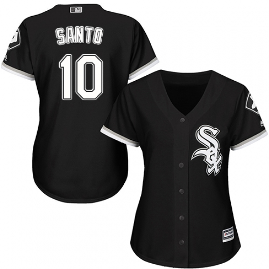 Women's Majestic Chicago White Sox #10 Ron Santo Authentic Black Alternate Home Cool Base MLB Jersey - Ujersey