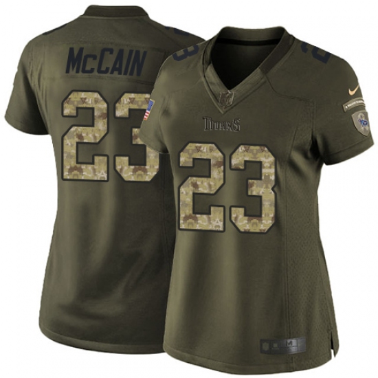 Women's Nike Tennessee Titans #23 Brice McCain Elite Green Salute to Service NFL Jersey - Ujersey