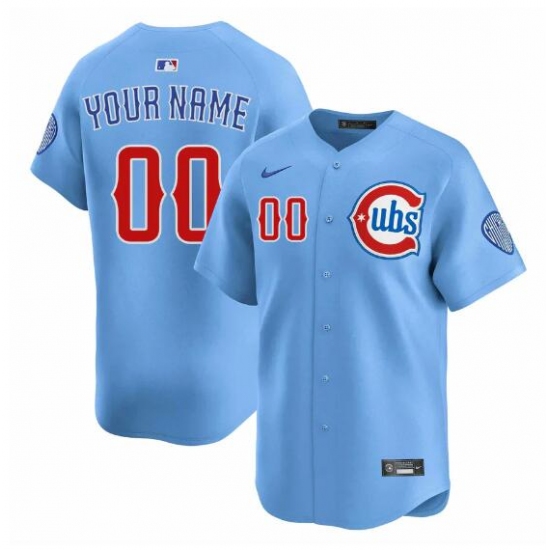 Men's Chicago Cubs Customized Blue 2024-25 2nd Alternate Limited Stitched Baseball Jersey - Ujersey