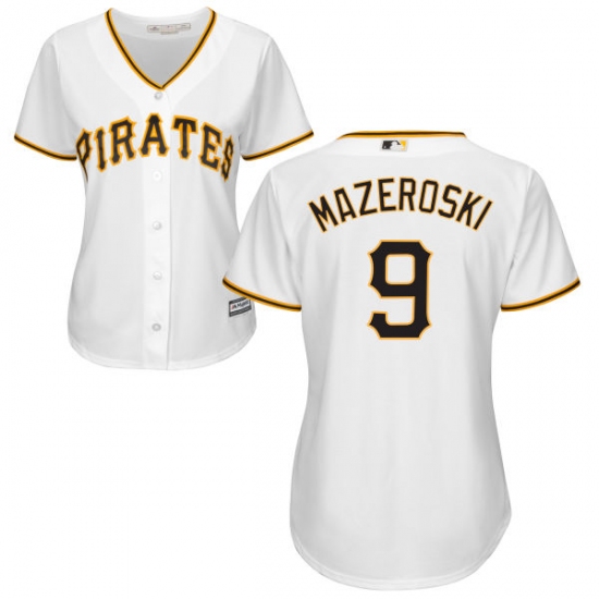Women's Majestic Pittsburgh Pirates #9 Bill Mazeroski Authentic White Home Cool Base MLB Jersey