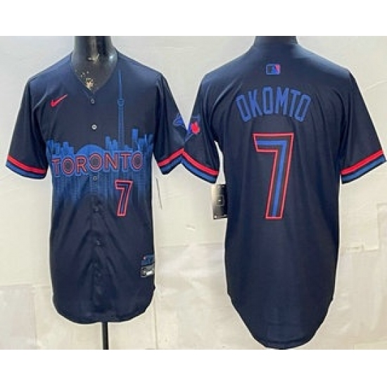 Men's Toronto Blue Jays #7 Kazuma Okamoto Black City Limited Jersey - Ujersey