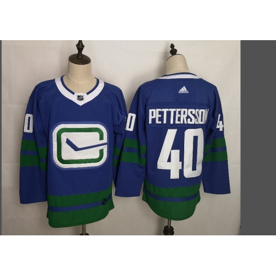 Men's Vancouver Canucks #40 Elias Pettersson Blue adidas 2019/20 Alternate Authentic Jersey - Ujersey