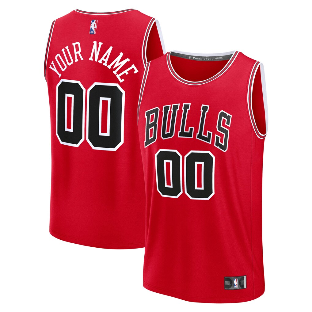 Men's Chicago Bulls Fanatics Red Fast Break Custom Jersey - Icon Edition - SUjersey01