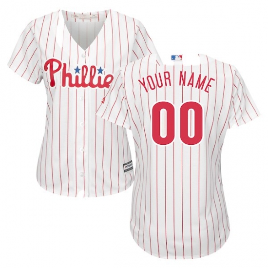 Women's Philadelphia Phillies Majestic White/Red Home Cool Base Custom Jersey - Ujersey
