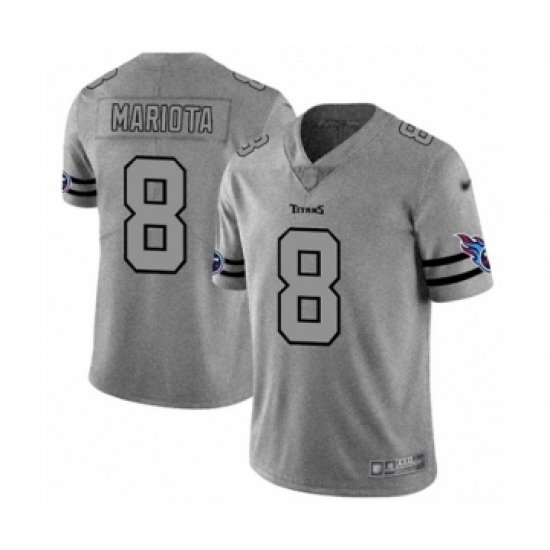 Men's Tennessee Titans #8 Marcus Mariota Limited Gray Team Logo Gridiron Football Jersey - Ujersey
