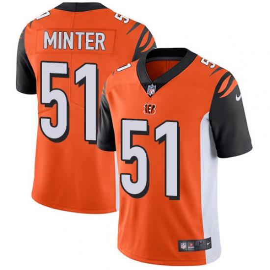 Youth Nike Cincinnati Bengals #51 Kevin Minter Vapor Untouchable Limited Orange Alternate NFL Jersey - Ujersey