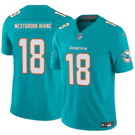 Men's Miami Dolphins #18 Nick Westbrook-Ikhine Aqua 2025 Draft F.U.S.E. Vapor Limited Football Stitched Jersey - Ujersey