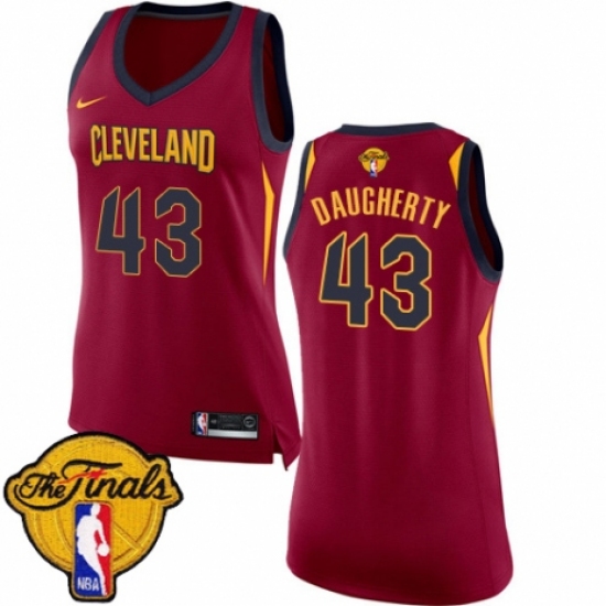 Women's Nike Cleveland Cavaliers #43 Brad Daugherty Authentic Maroon 2018 NBA Finals Bound NBA Jersey - Icon Edition - Ujersey