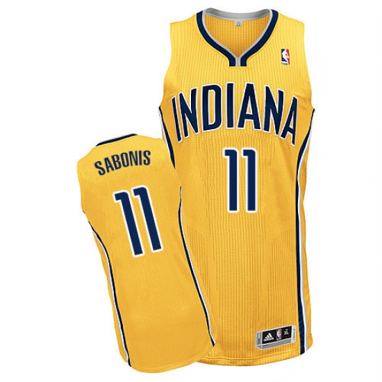 Men's Adidas Indiana Pacers #11 Domantas Sabonis Authentic Gold Alternate NBA Jersey - Ujersey