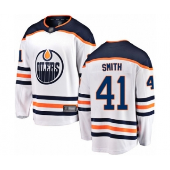 Youth Edmonton Oilers #41 Mike Smith Authentic White Away Fanatics Branded Breakaway Hockey Jersey - Ujersey