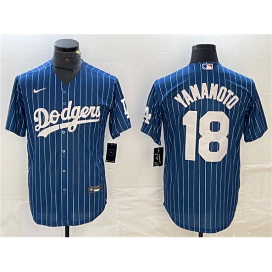 Men's Los Angeles Dodgers #18 Yoshinobu Yamamoto Navy Cool Base Stitched Jersey - Ujersey