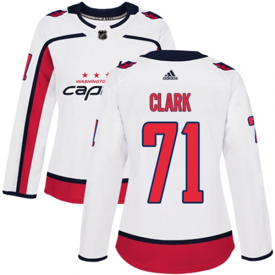 Women's Adidas Washington Capitals #71 Kody Clark Authentic White Away NHL Jersey