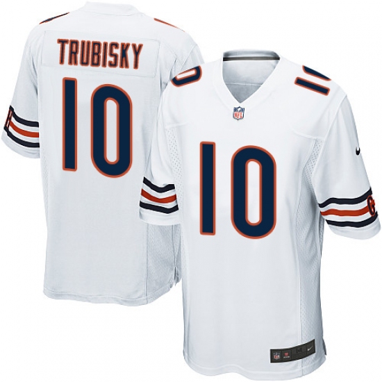 Men's Nike Chicago Bears #10 Mitchell Trubisky Game White NFL Jersey - Ujersey