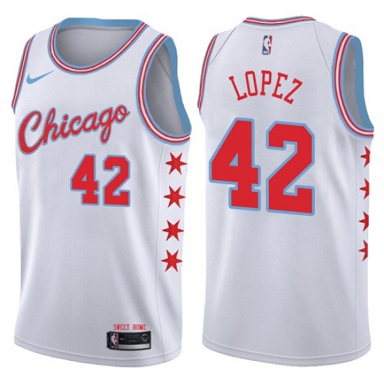 Men's Nike Chicago Bulls #42 Robin Lopez Swingman White NBA Jersey - City Edition - ujerseystore