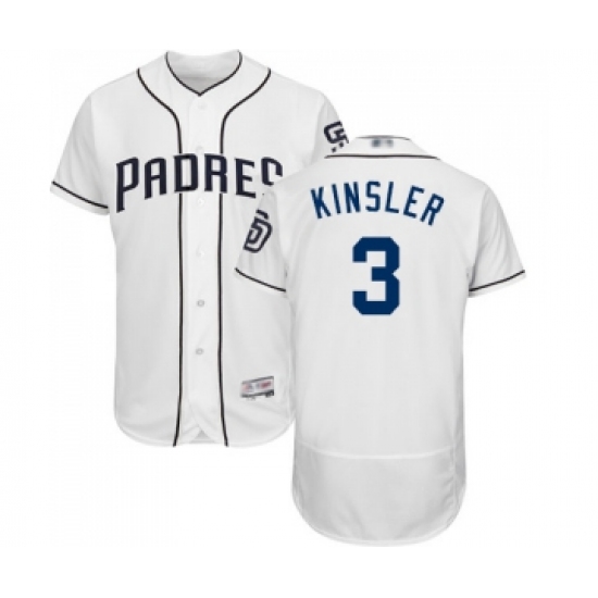 Men's San Diego Padres #3 Ian Kinsler White Home Flex Base Authentic Collection Baseball Jersey - Ujersey