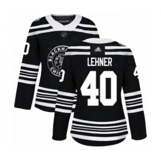 Women's Chicago Blackhawks #40 Robin Lehner Authentic Black 2019 Winter Classic Hockey Jersey - Ujersey