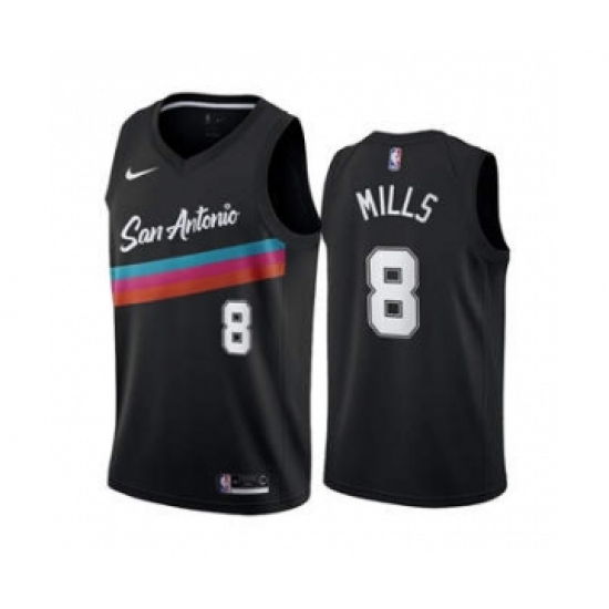 Men's San Antonio Spurs #8 Patty Mills Black City Edition Fiesta 2020-21 Stitched Basketball Jersey - Ujersey