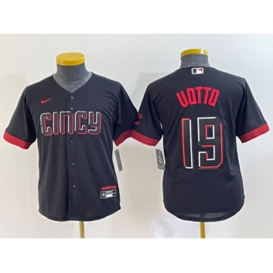 Youth Cincinnati Reds #19 Joey Votto Black 2023 City Connect Cool Base Stitched Jersey - Ujersey