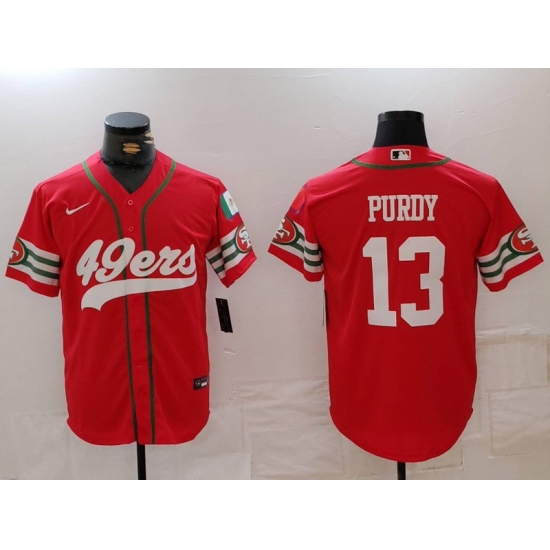 Men's San Francisco 49ers #13 Brock Purdy Red Mexico Cool Base Stitched Baseball Jersey - Ujersey