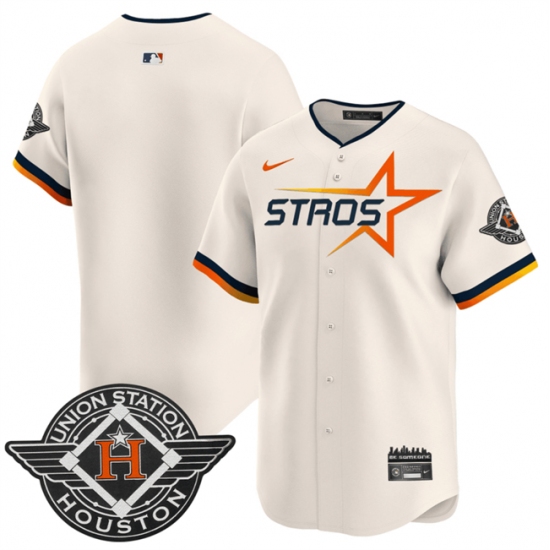 Men's Houston Astros Blank Cream 2025 City Connect Limited Stitched Baseball Jersey - Ujersey