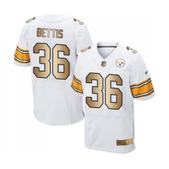 Men's Pittsburgh Steelers #36 Jerome Bettis Elite White Gold Football Jersey - Ujersey