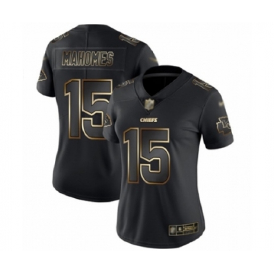 Women's Kansas City Chiefs #15 Patrick Mahomes II Black Gold Vapor Untouchable Limited Player Football Jersey - Ujersey