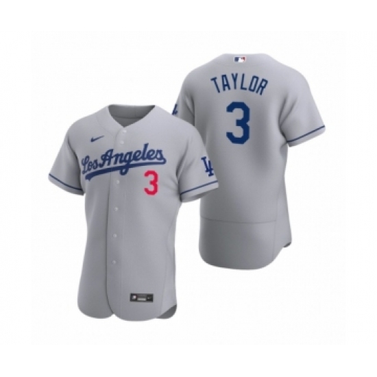 Men's Los Angeles Dodgers #3 Chris Taylor Nike Gray Authentic 2020 Road Jersey - Ujersey