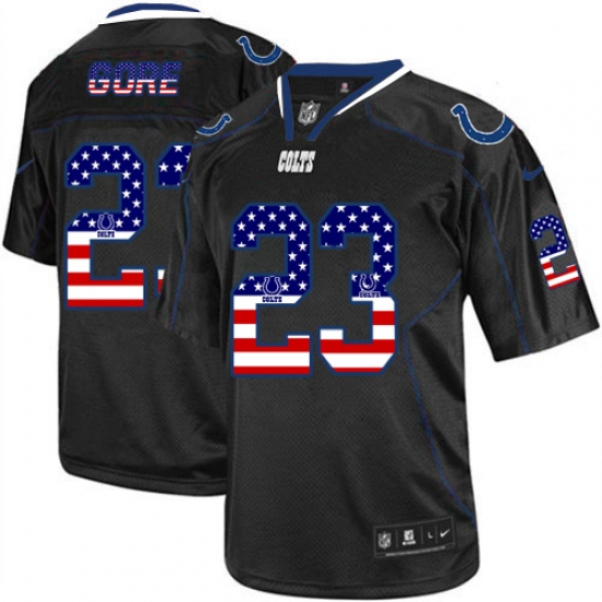 Men's Nike Indianapolis Colts #23 Frank Gore Elite Black USA Flag Fashion NFL Jersey - Ujersey