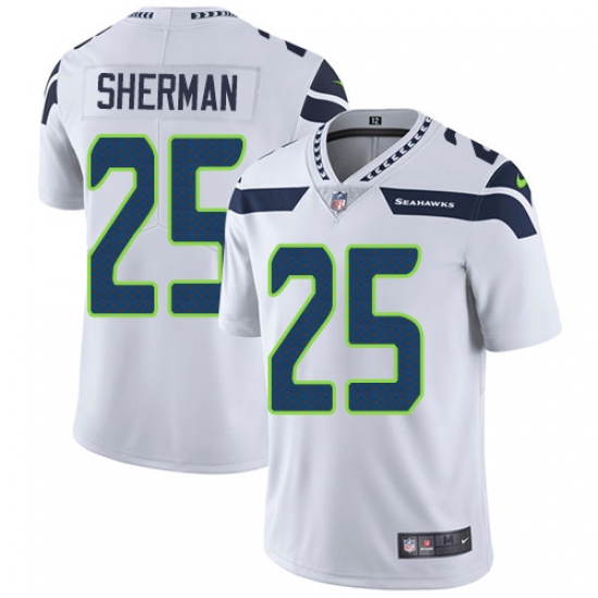Youth Nike Seattle Seahawks #25 Richard Sherman White Vapor Untouchable Limited Player NFL Jersey - Ujersey