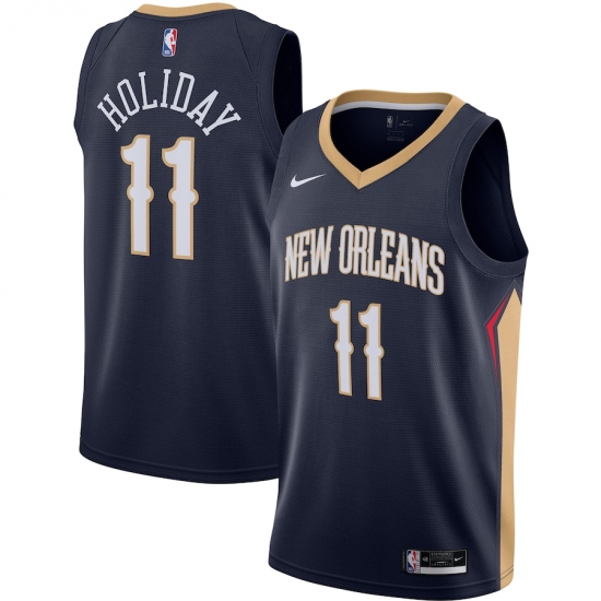 Men's New Orleans Pelicans #11 Jrue Holiday Nike Navy 2020-21 Swingman Jersey - Ujersey