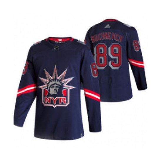 Men's New York Rangers #89 Pavel Buchnevich Navy 2020-21 Reverse Retro Alternate Hockey Jersey - Ujersey