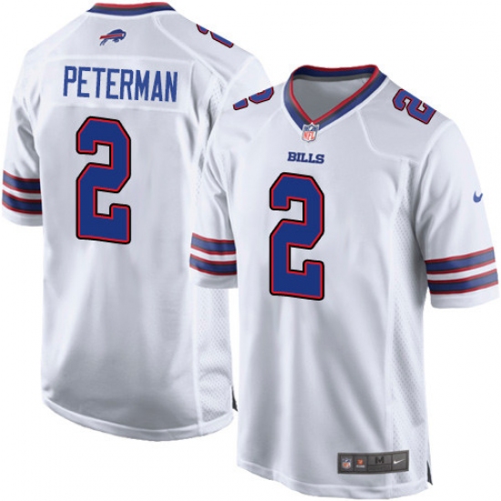 Men's Nike Buffalo Bills #2 Nathan Peterman Game White NFL Jersey - Ujersey