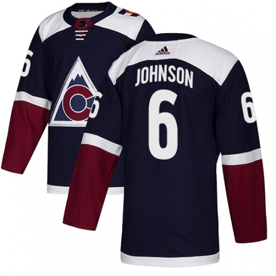 Men's Adidas Colorado Avalanche #6 Erik Johnson Authentic Navy Blue Alternate NHL Jersey - Ujersey