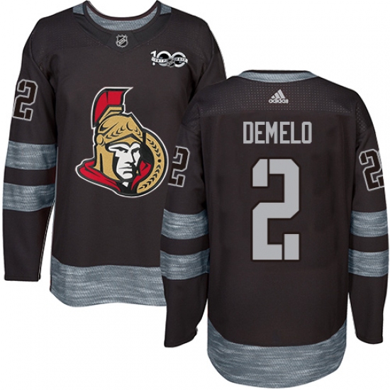 Men's Adidas Ottawa Senators #2 Dylan DeMelo Authentic Black 1917-2017 100th Anniversary NHL Jersey - Ujersey