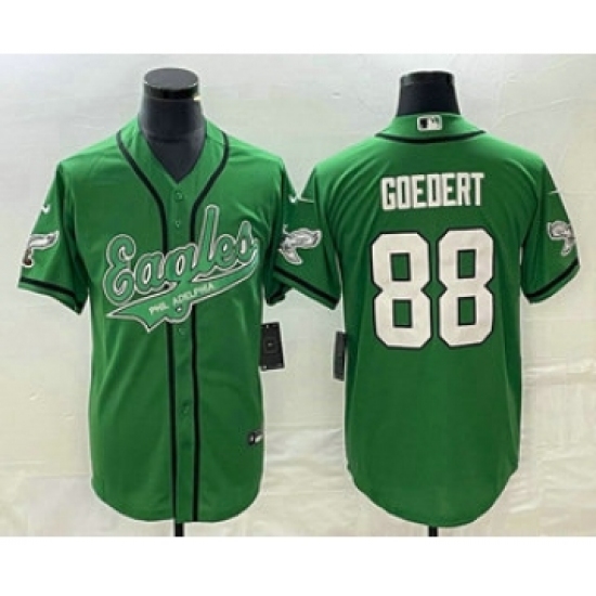 Men's Nike Philadelphia Eagles #88 Dallas Goedert Green Cool Base Stitched Baseball Jersey - Ujersey