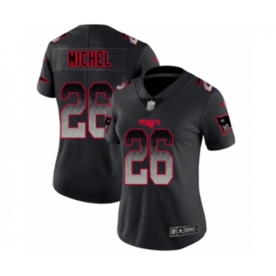 Women's New England Patriots #26 Sony Michel Limited Black Smoke Fashion Football Jersey - Ujersey